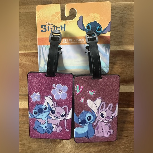 Disney Other - Disney Stitch and Angel Pink Glitter Luggage Tags